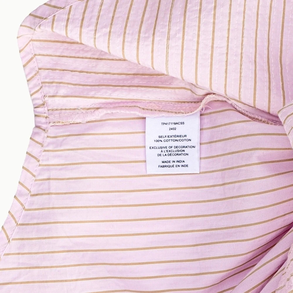 NWT Derek Lam 10 Crosby Wesley Sequined Striped Cotton Shirt Pink $395 - Size M - Picture 12 of 12